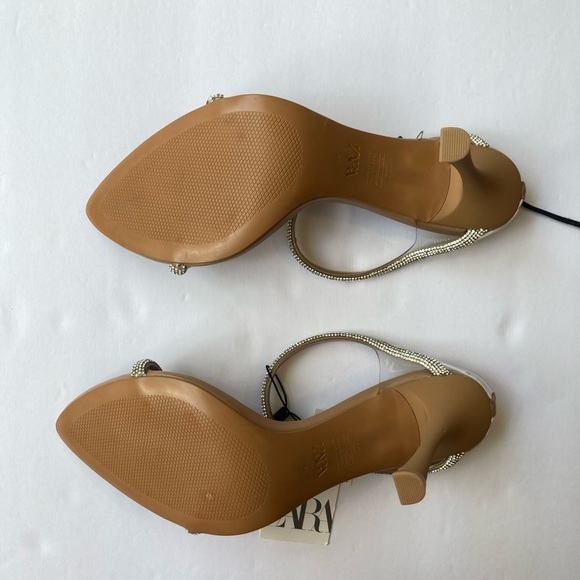 ZARA HEELED SANDALS WITH RHINESTONE STRAPS - Picture 12 of 13
